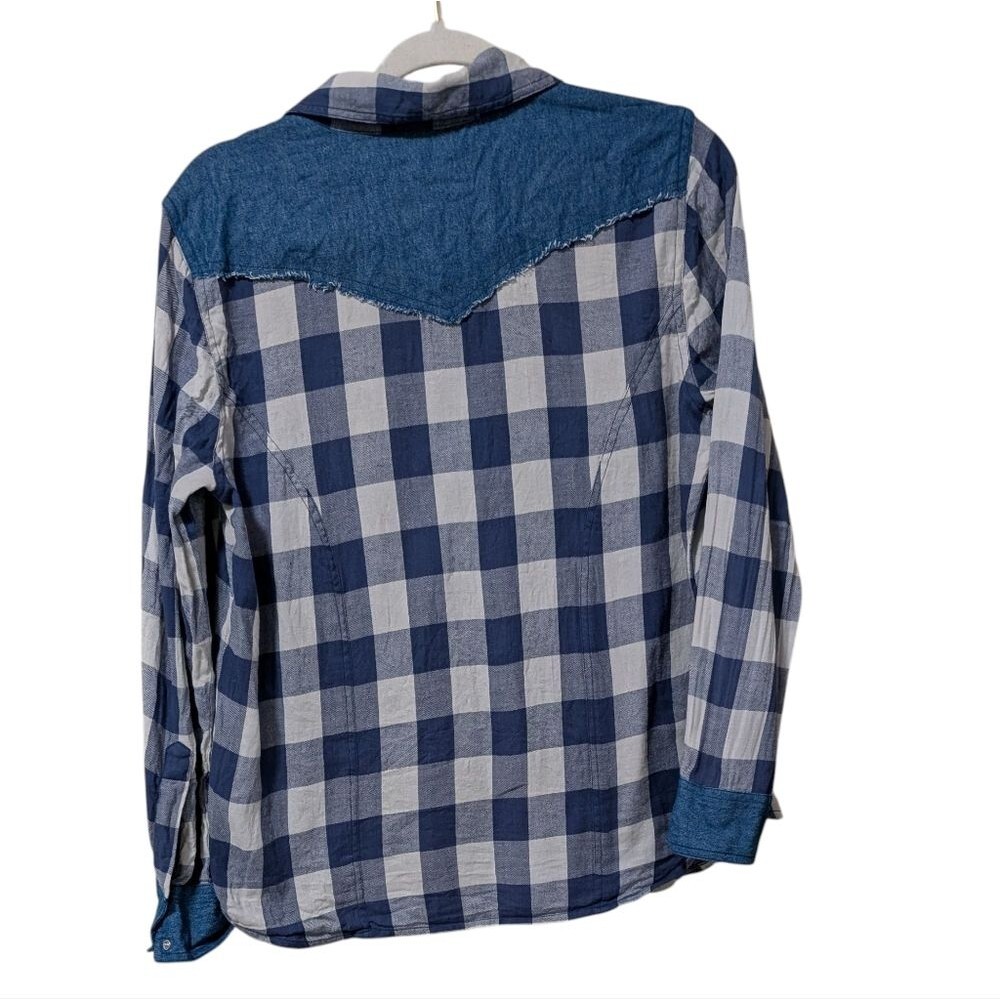 Back in the Saddle pearl snap cotton flannel buffalo check shirt size Medium - Picture 2 of 10